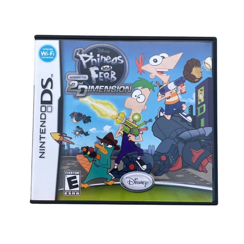 Phineas and Ferb Across the 2nd Dimension Nintendo DS Disney CIB Manual Poster